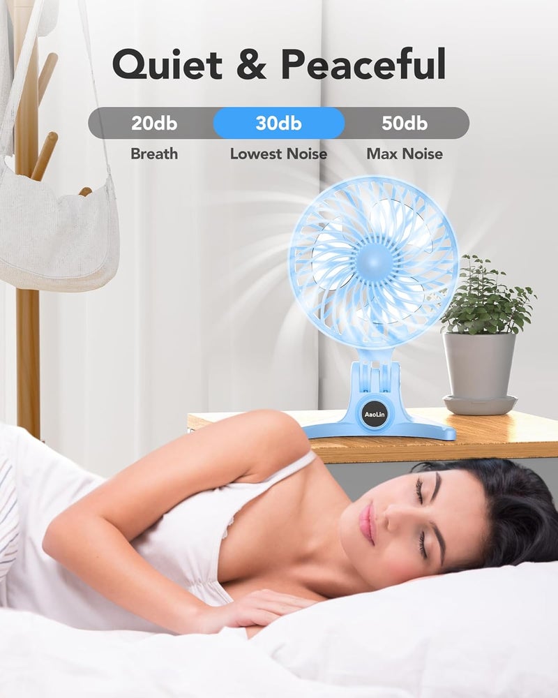 AaoLin USB Small Fan, Desk Fans with CVT Variable Speeds, Strong Cooling Airflow, Quiet Portable, Desktop Mini Personal Fan for Room, Home,Office, Bedroom-USB Powered (Blue) - Image 3
